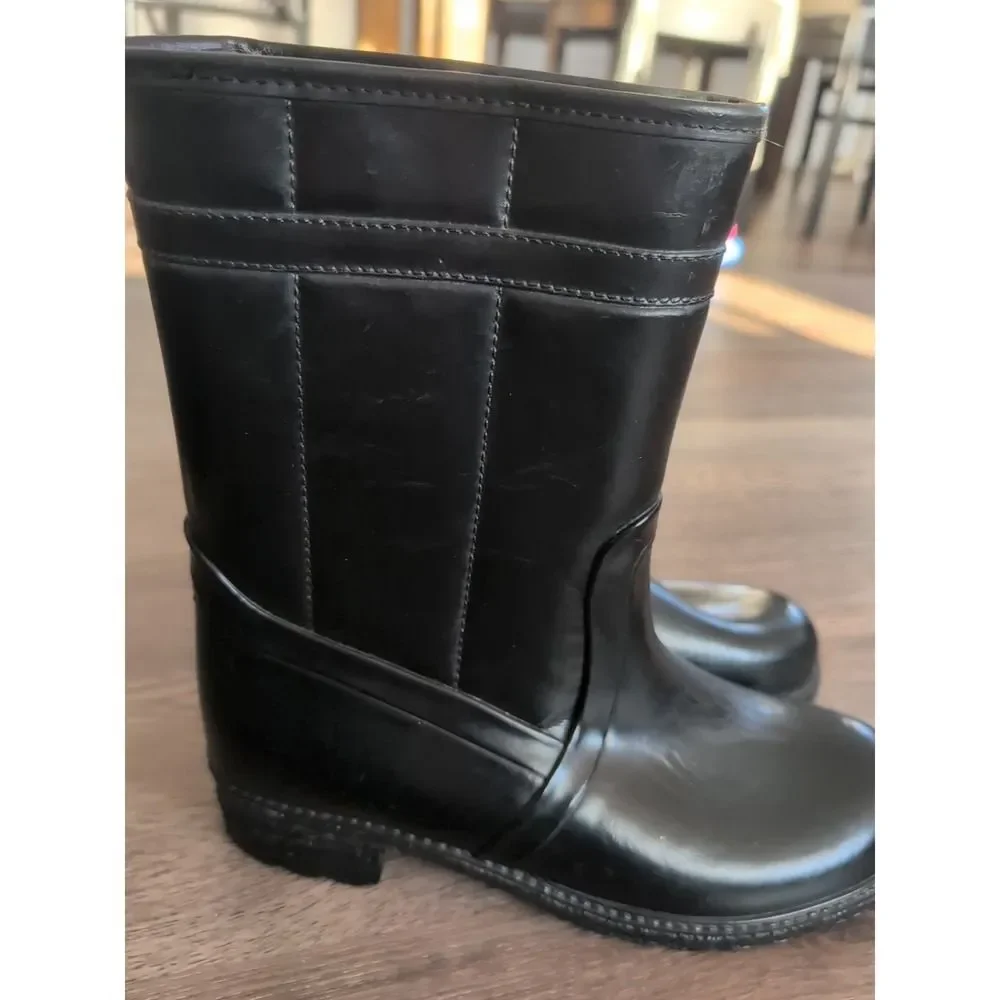 Waterproof Rainboots Vintage Mens 8 Womens 9.5 USA Rubber Wellies Boots Black